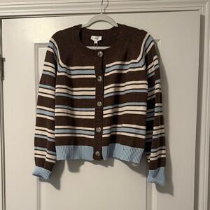 Bohme Chocolate and Sky Striped Cardigan